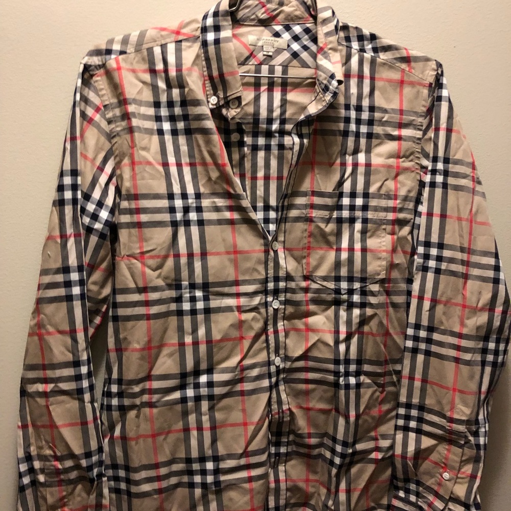 Burberry check button down men’s M